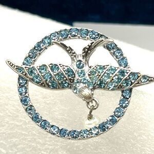 Blue Crystal Bird In Flight Pearl Drop Bird | Pilgrim Danish Design